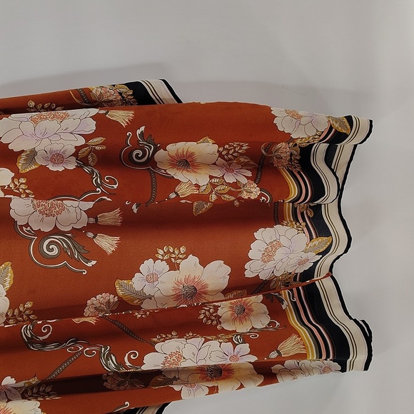 Sweet Rain Floral Open Kimono Size XL Fall Season Colors Rust Black Cream - Picture 4 of 7